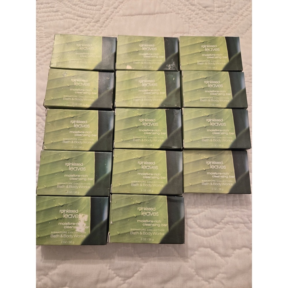 Bath and Body Works Travel Size Rainkissed Leaves Moisturizing Bar Soap 14 Bars